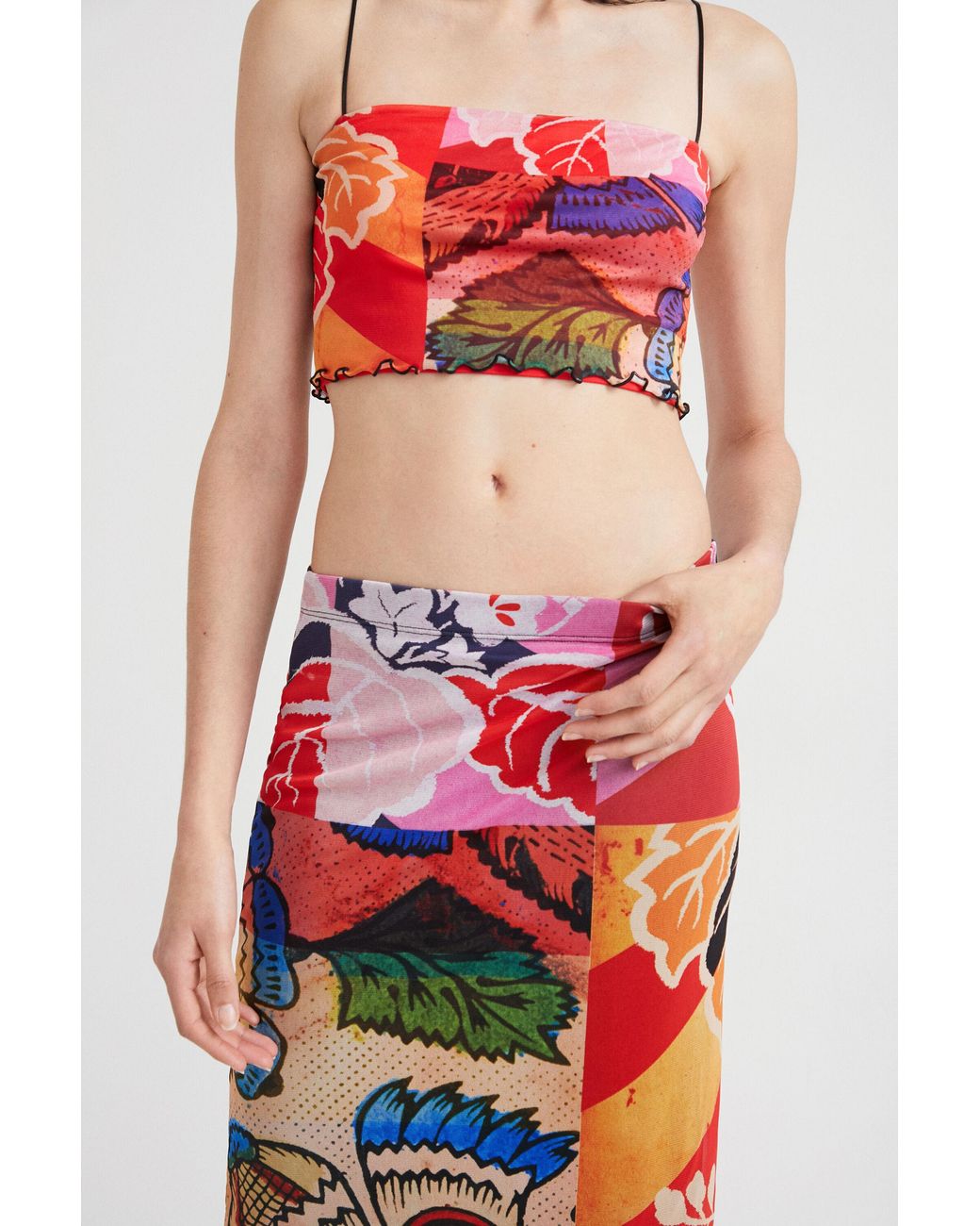 Desigual Red M. Christian Lacroix Midi Skirt, Polyester