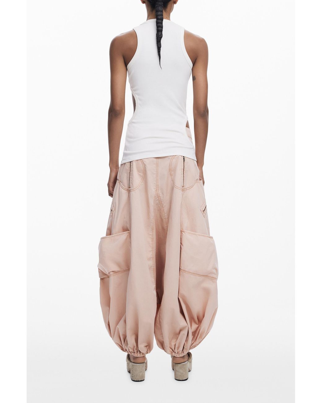 Desigual Pink Cut-Out Sleeveless T-Shirt, Viscose