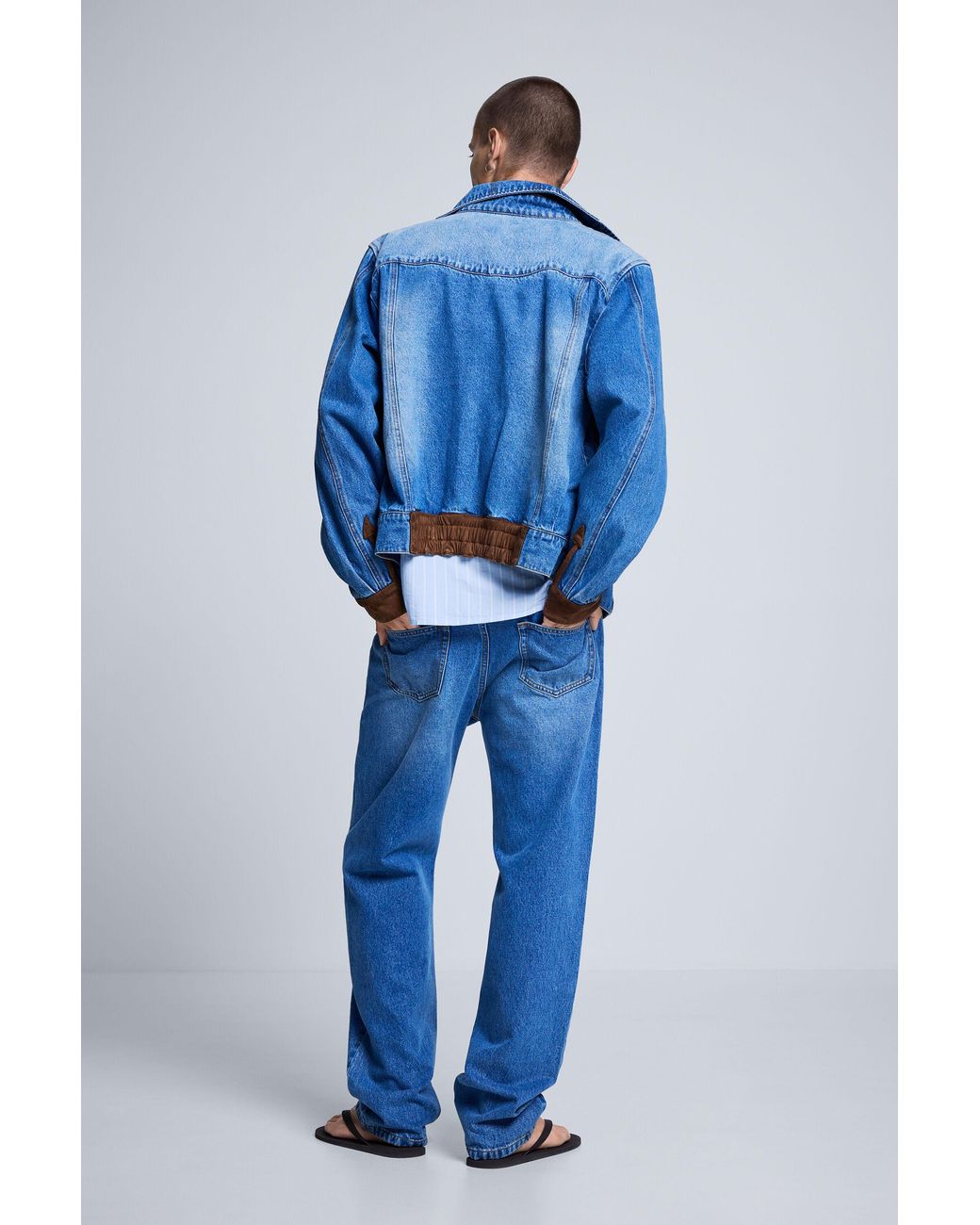 Desigual Blue Embroidered Denim Jacket, Cotton for men