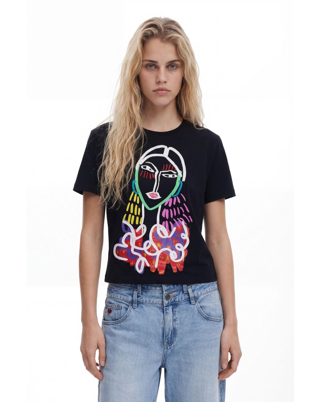 Desigual Blue Arty Print T-Shirt, Cotton