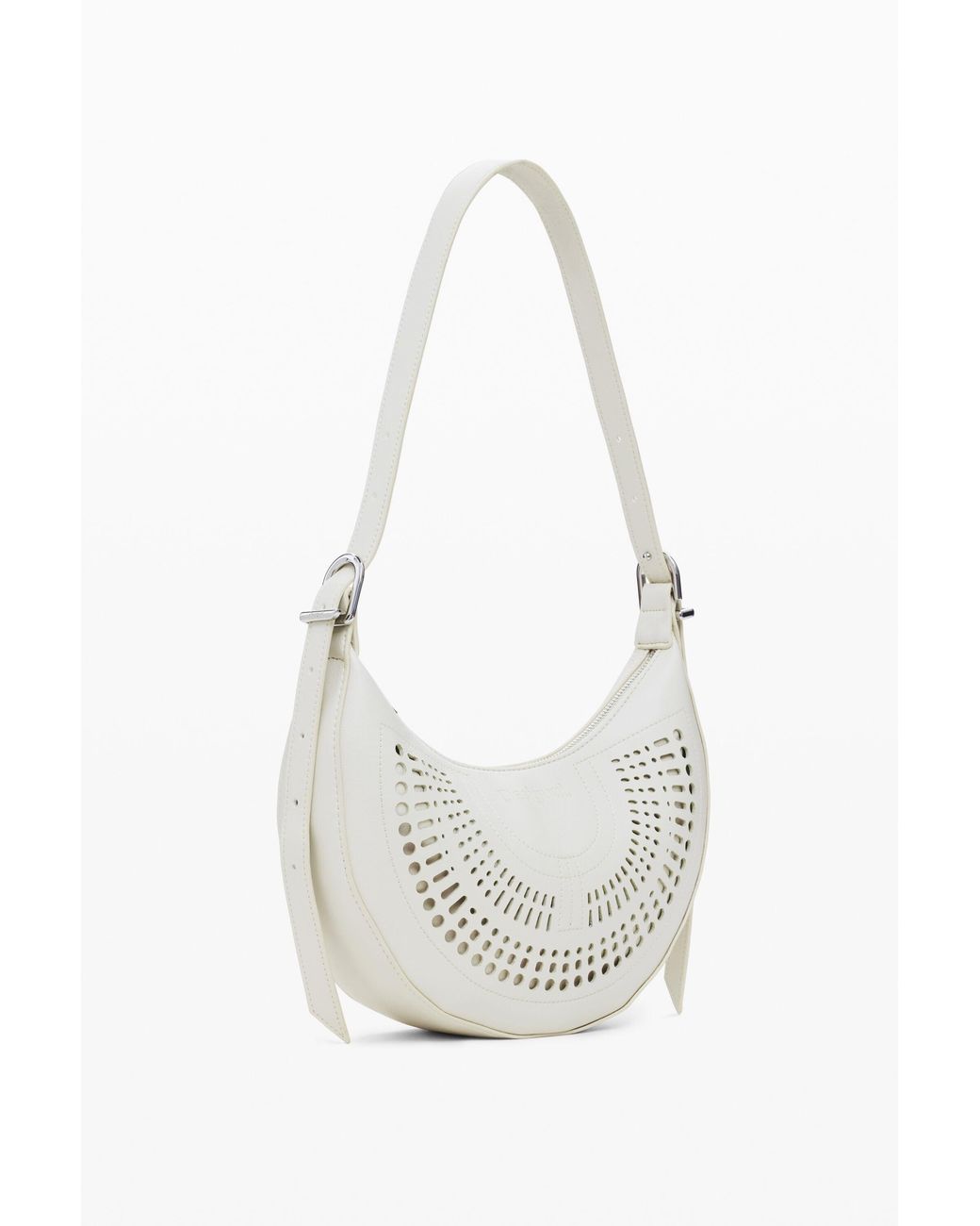 Desigual White Medium Perforated Bag, Polyurethane