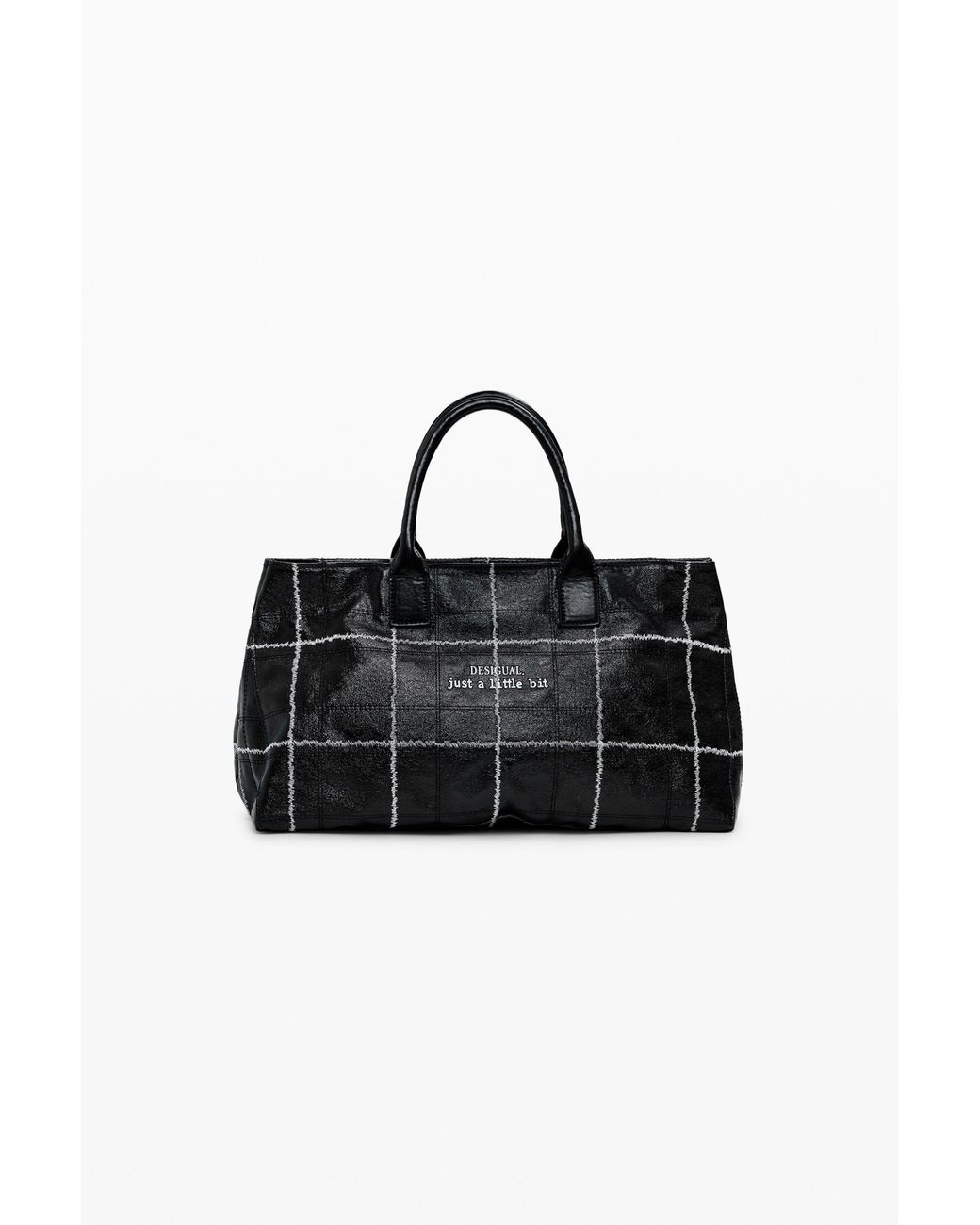 Desigual Black Medium Shiny Shopper Bag, Polyurethane