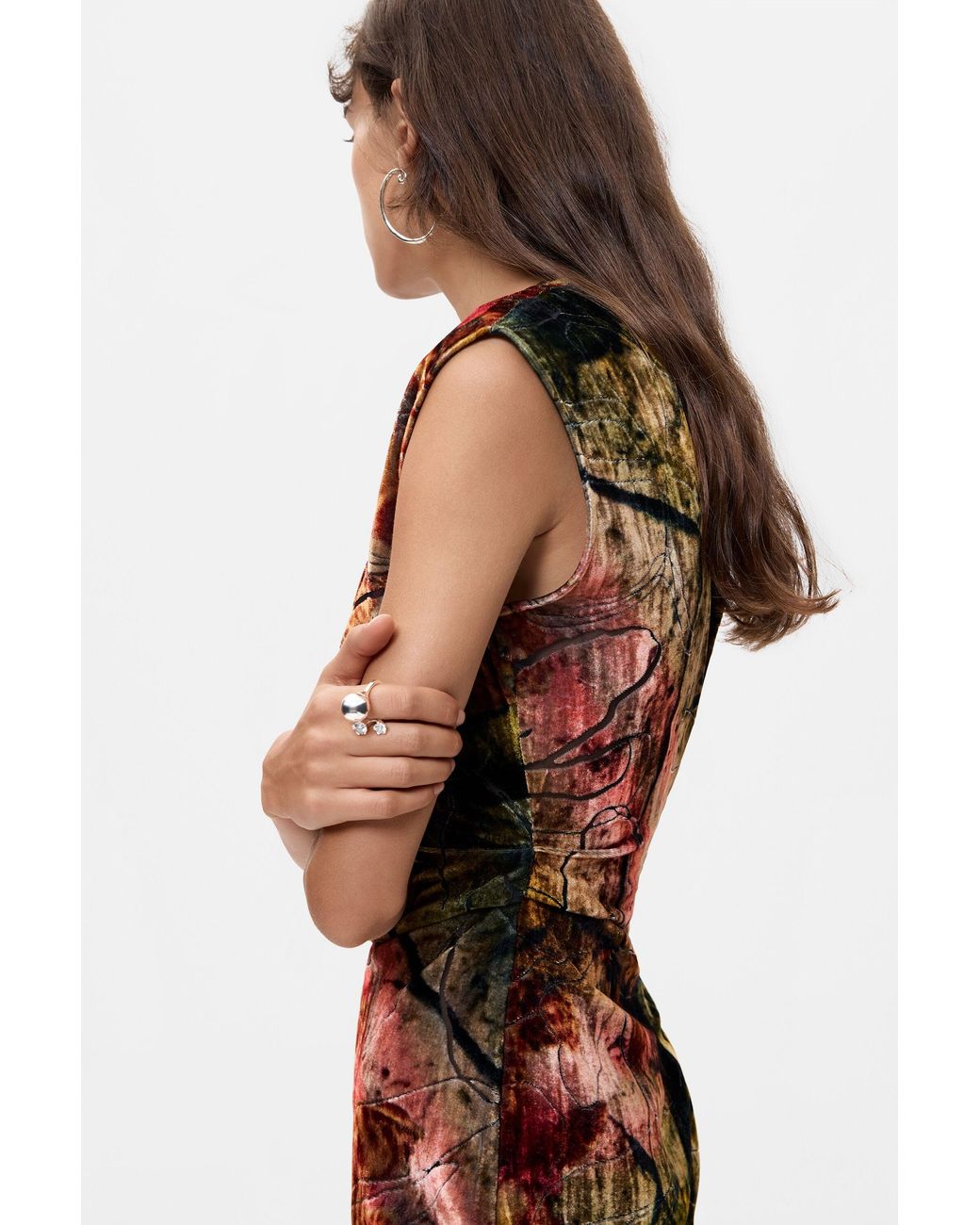 Desigual Red Floral Velvet Dress M. C. Lacroix