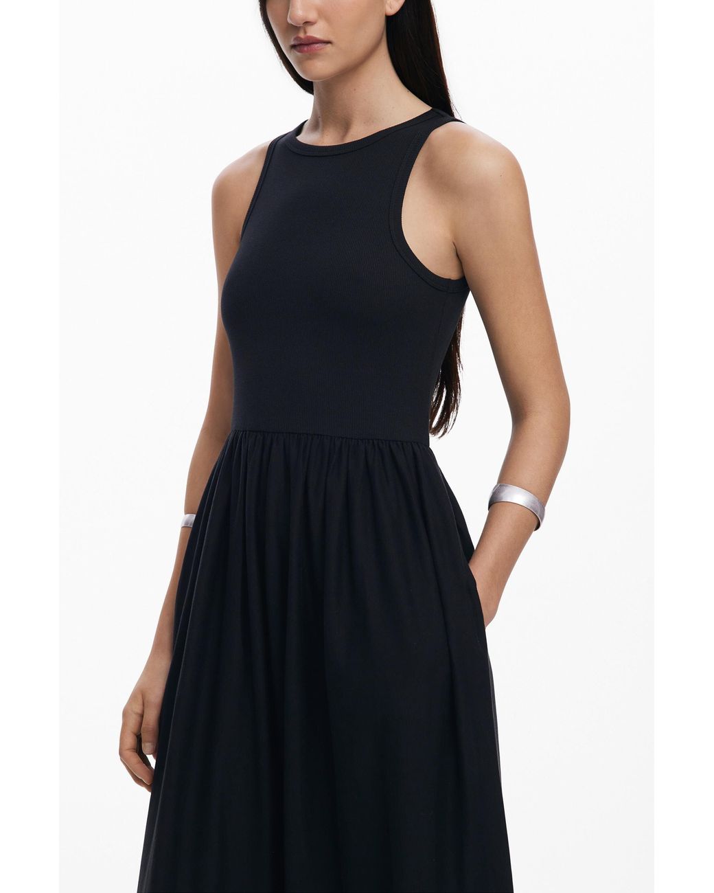Desigual Blue Combined Midi Dress, Cotton