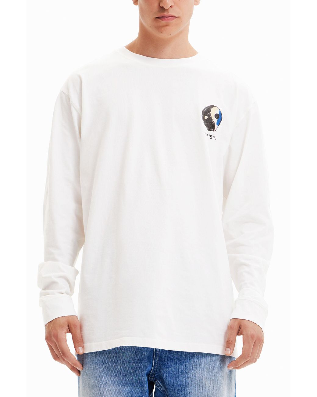 Desigual White Oversize Yin-Yang T-Shirt, Cotton for men