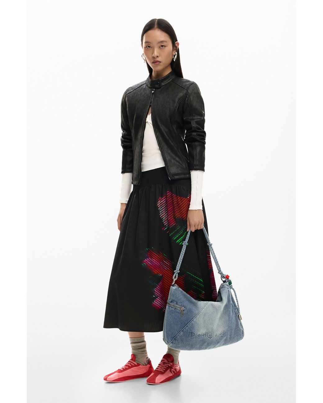 Desigual Blue Large Denim Charms Bag