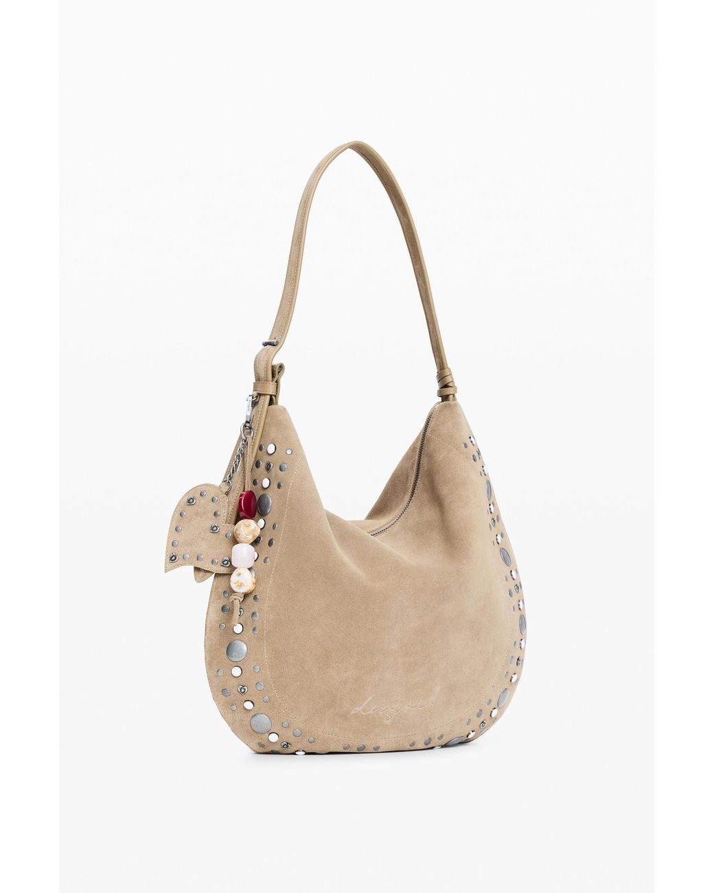 Desigual Natural Medium Leather Studded Bag, Cow Leather