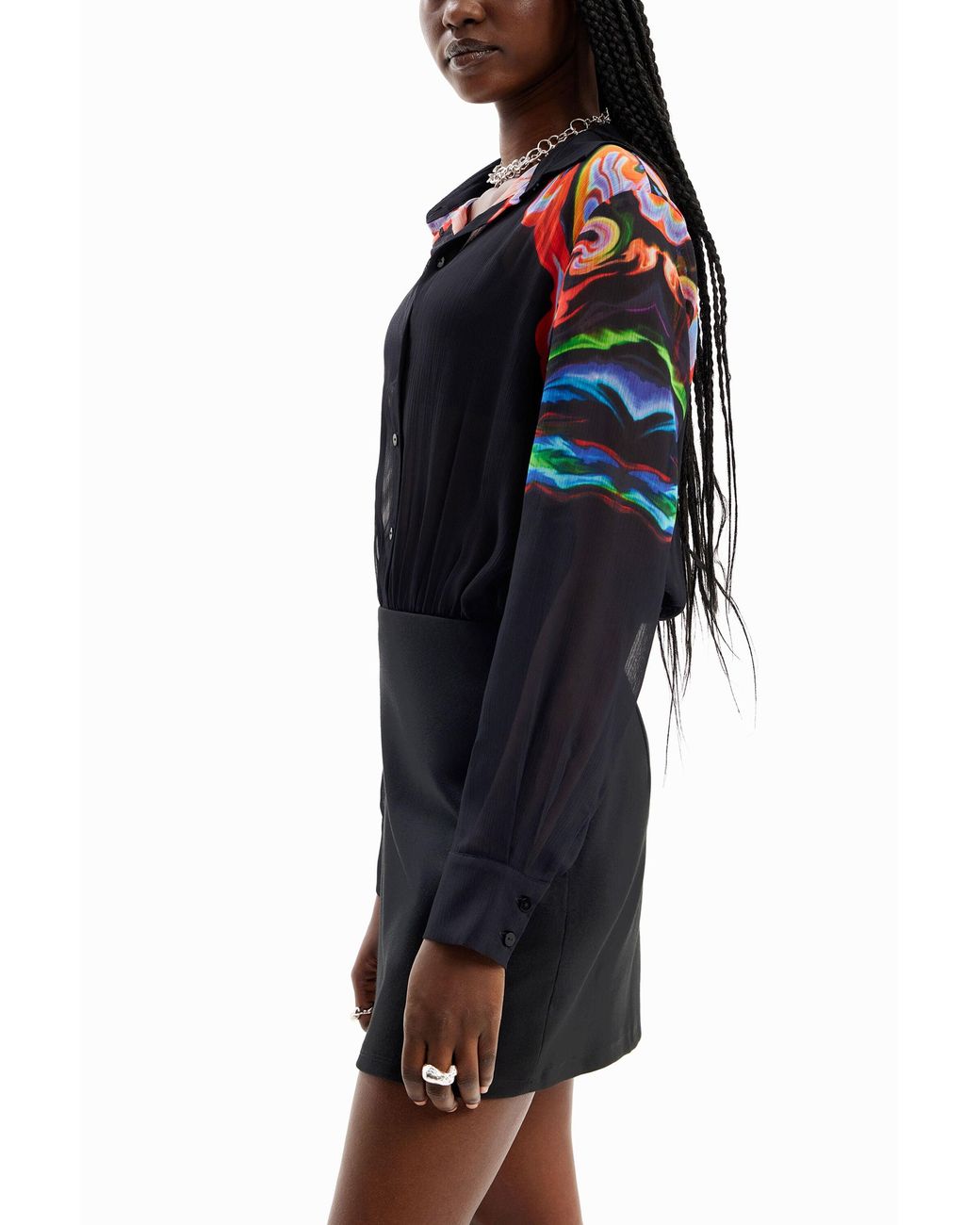 Desigual Black Christian Lacroix Combination Short Dress, Polyester
