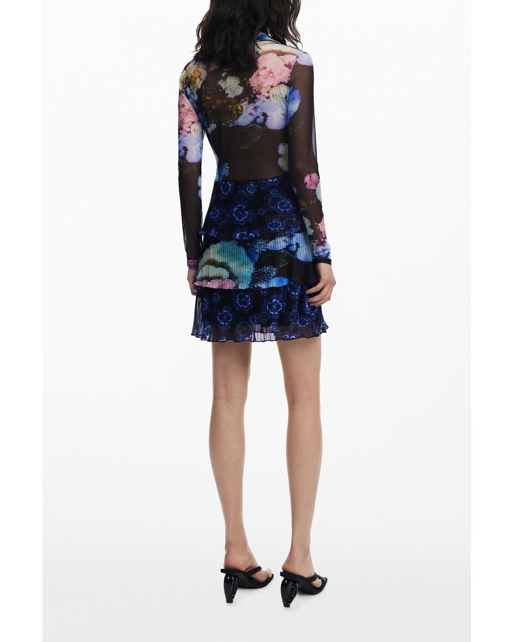 Desigual Blue Dress Designed By Mr. Christian Lacroix, Polyester