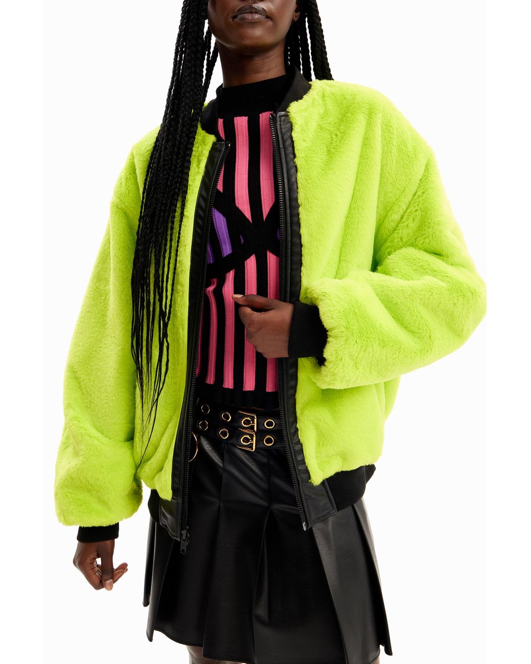 Desigual Black María Escoté Reversible Bomber Jacket, Polyurethane