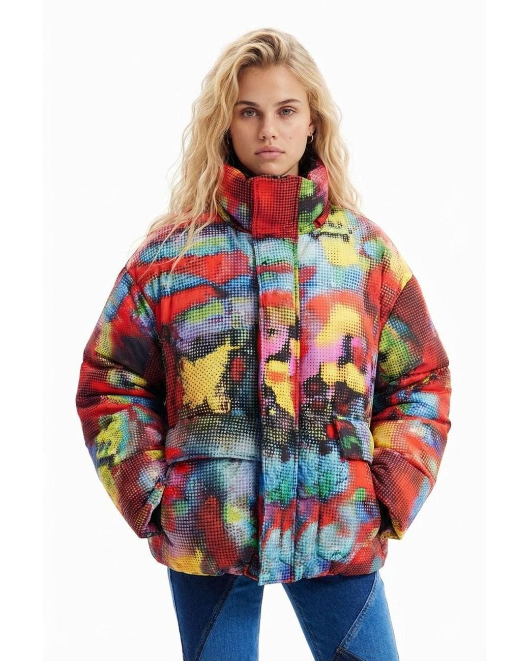 Desigual Red María Escoté Oversize Padded Jacket, Polyester