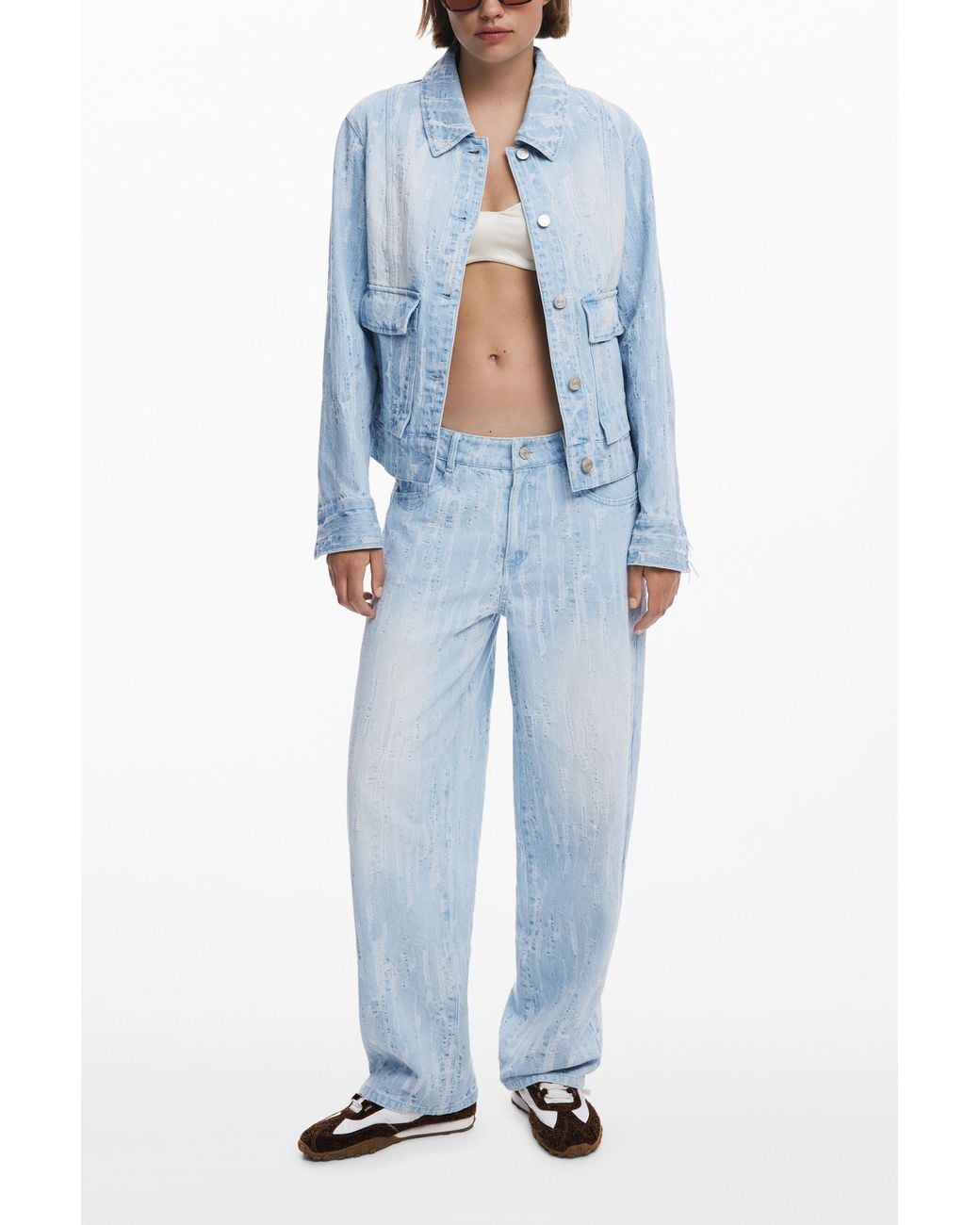 Desigual Blue Denim Jacket With Pockets, Cotton