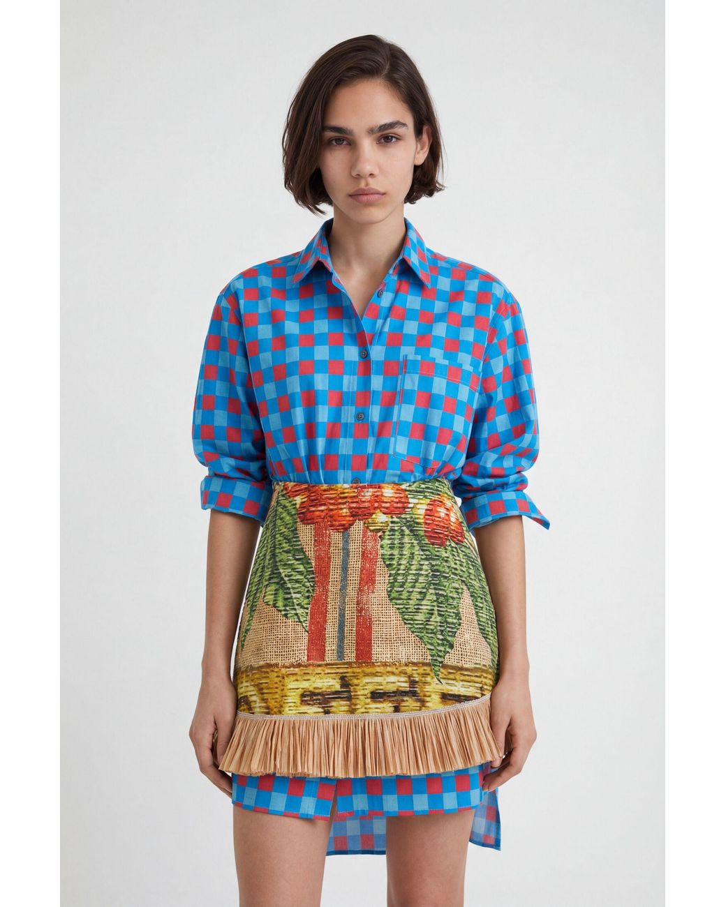 Desigual Brown Stella Jean Short Skirt, Linen