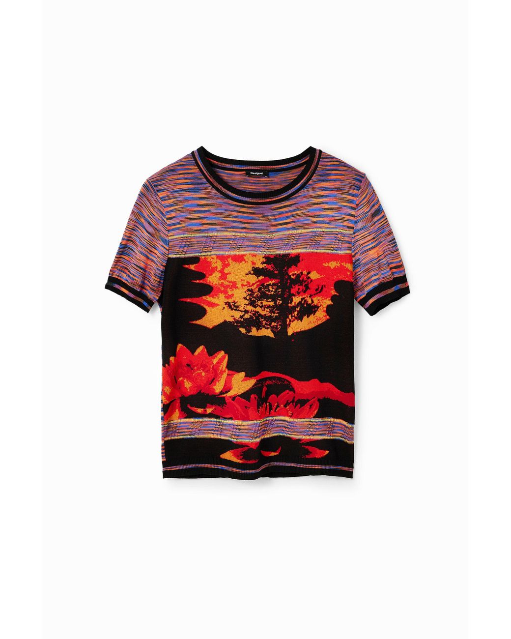 Desigual Red Knit Landscape T-Shirt