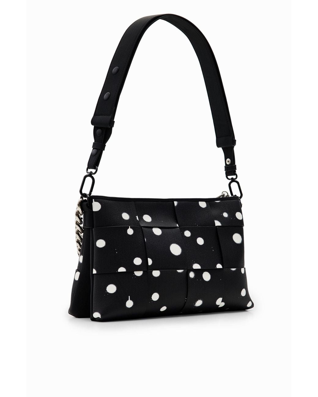 Desigual Black M Woven Droplets Crossbody Bag, Polyurethane