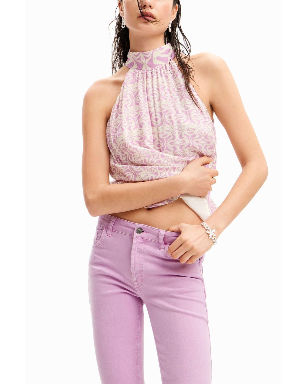 Desigual Pink Push-Up Flare Jeans, Cotton