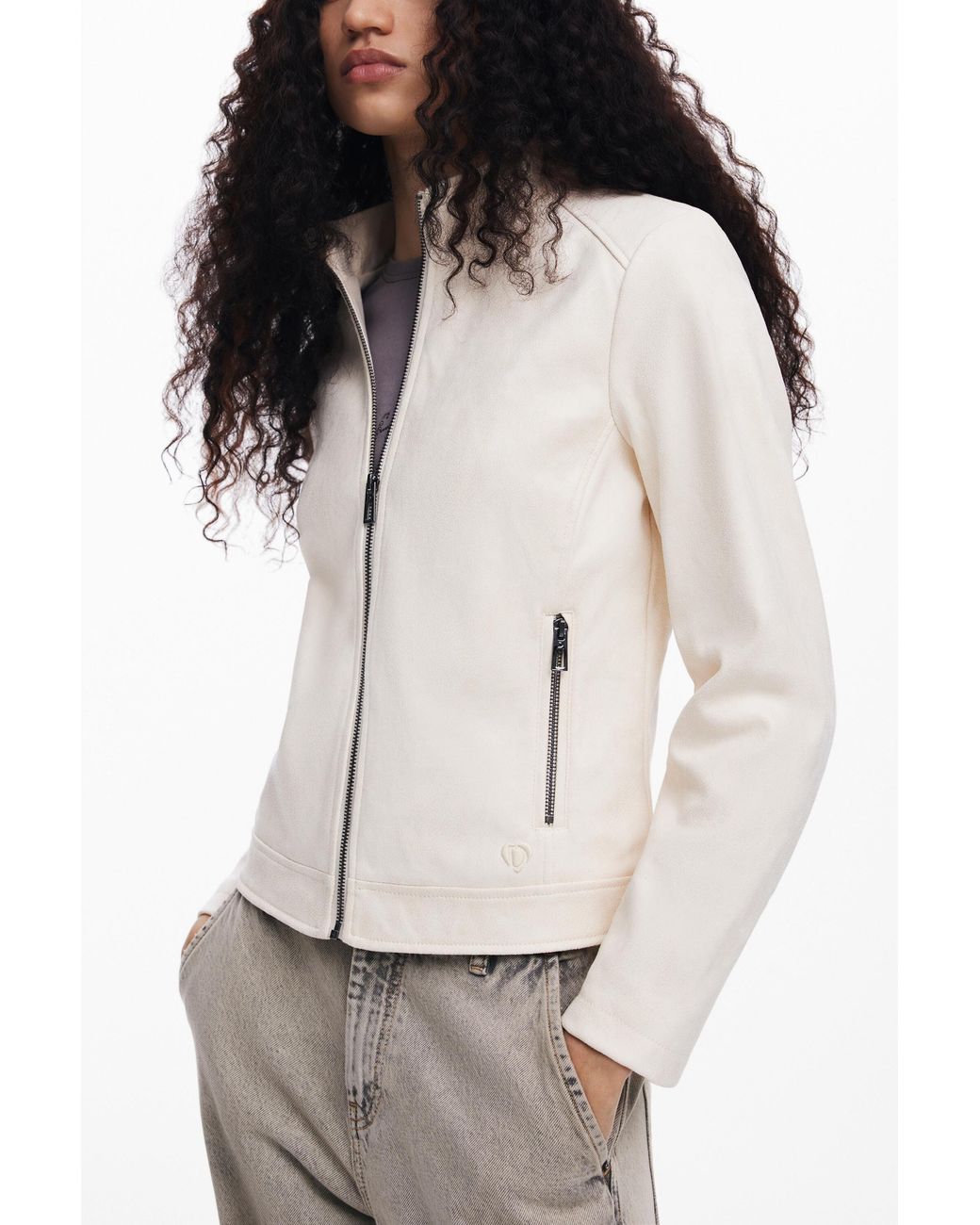 Desigual Natural Slim Biker Jacket, Polyester