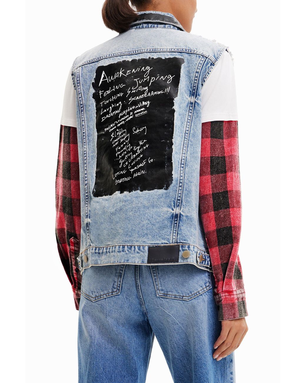 Desigual Blue Animal Print Denim Gilet