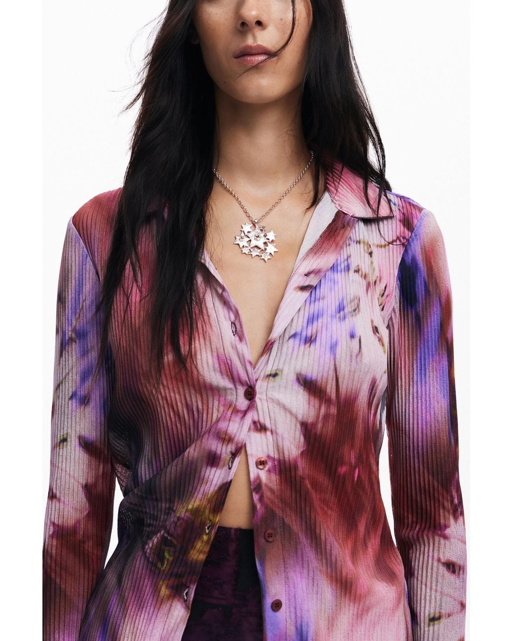 Desigual Red Tie-Dye Print Shirt, Polyester