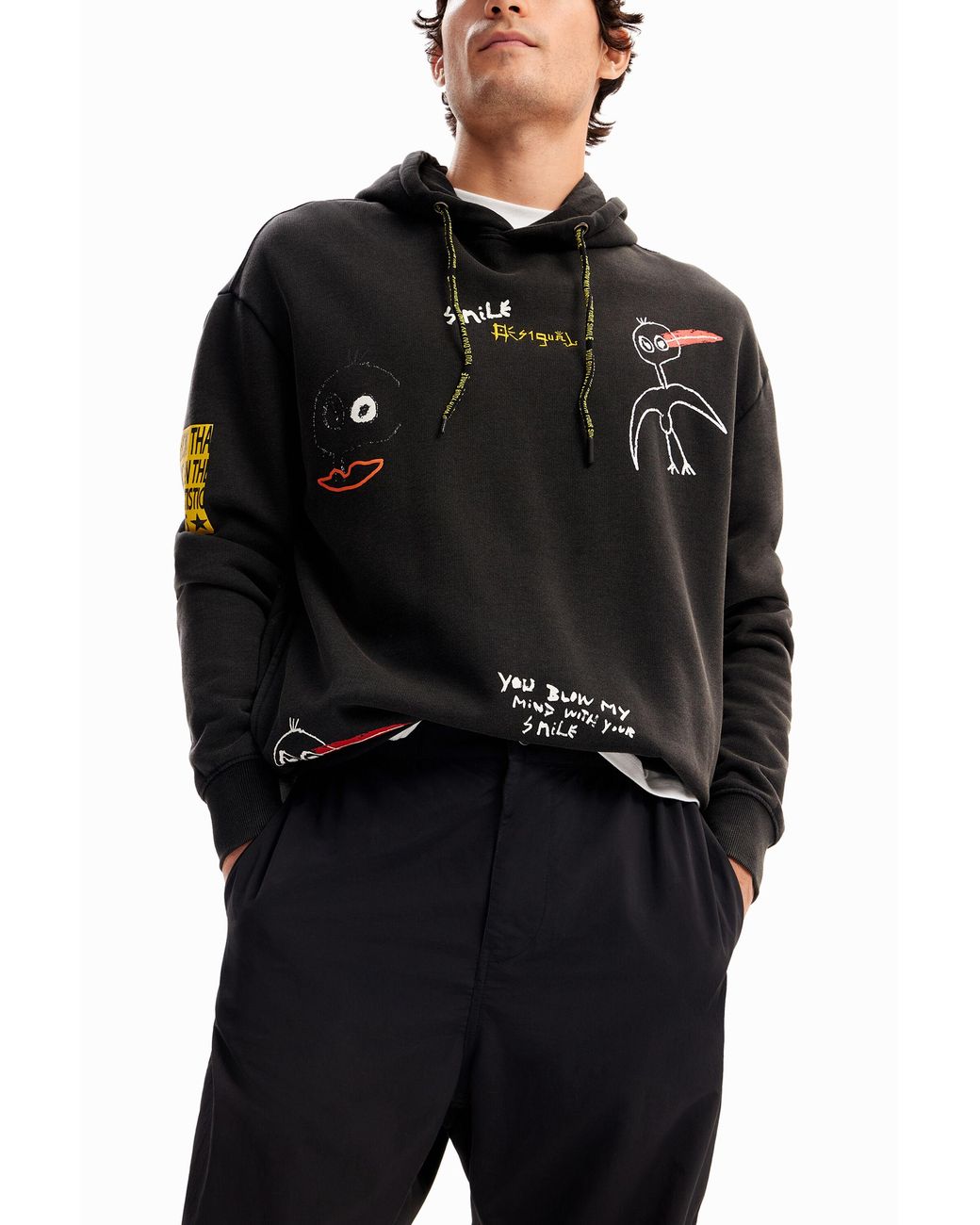 Desigual Black Hybrid Pleated Trousers for men