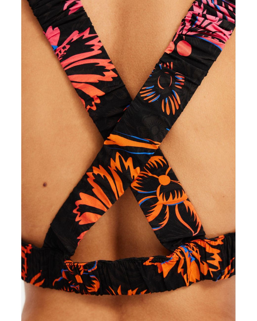 Desigual Red Short Tropical Top With Straps, Viscose