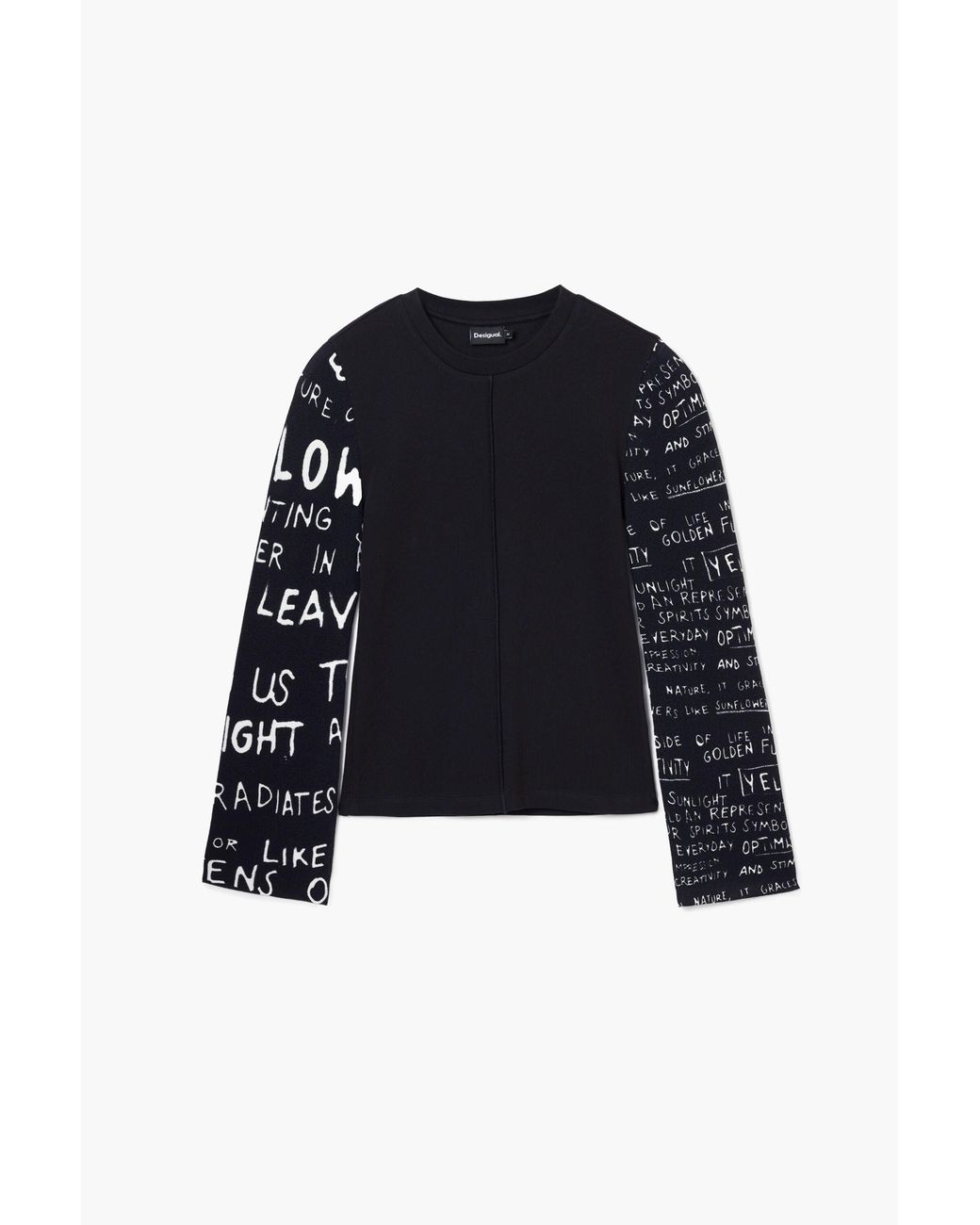 Desigual Blue T-Shirt With Printed Sleeves