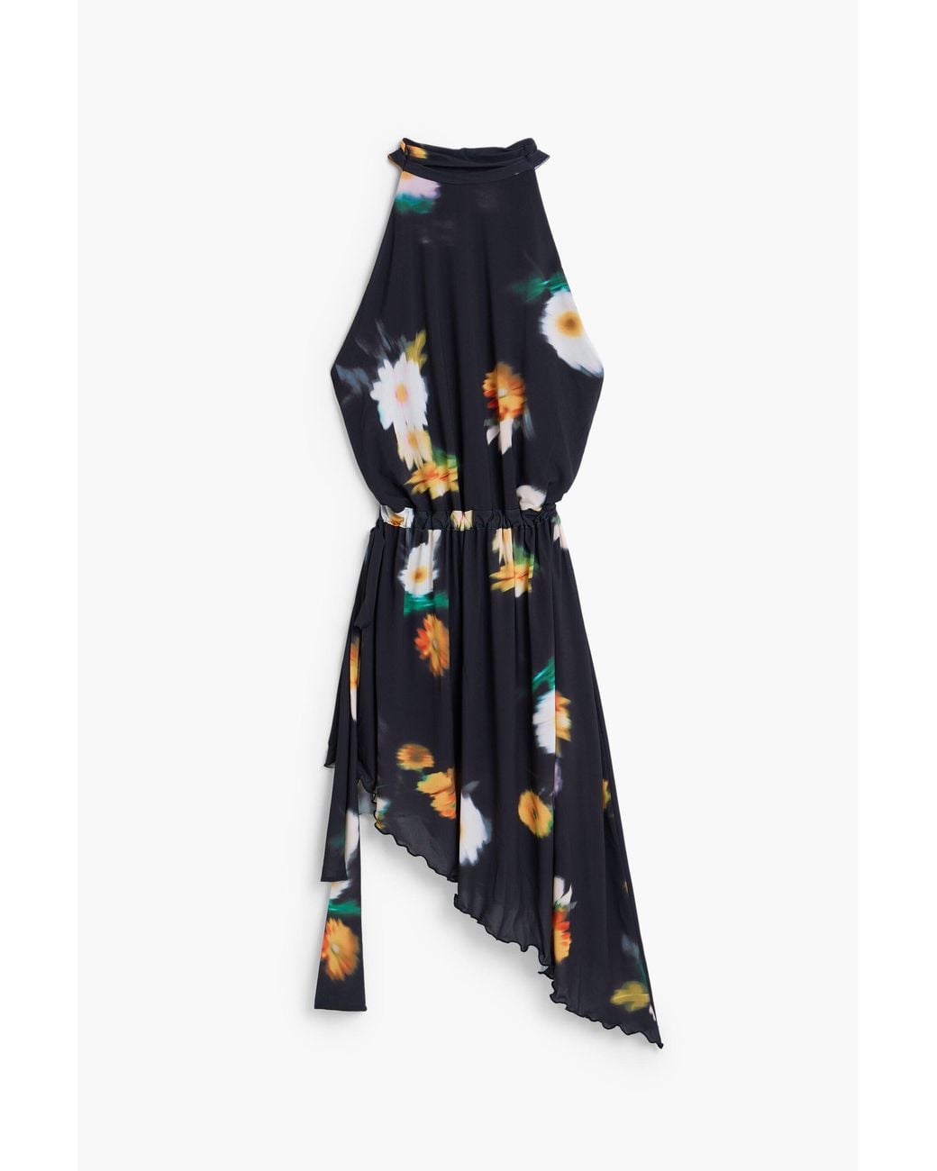 Desigual Blue Asymmetric Dress With Bow, Polyester