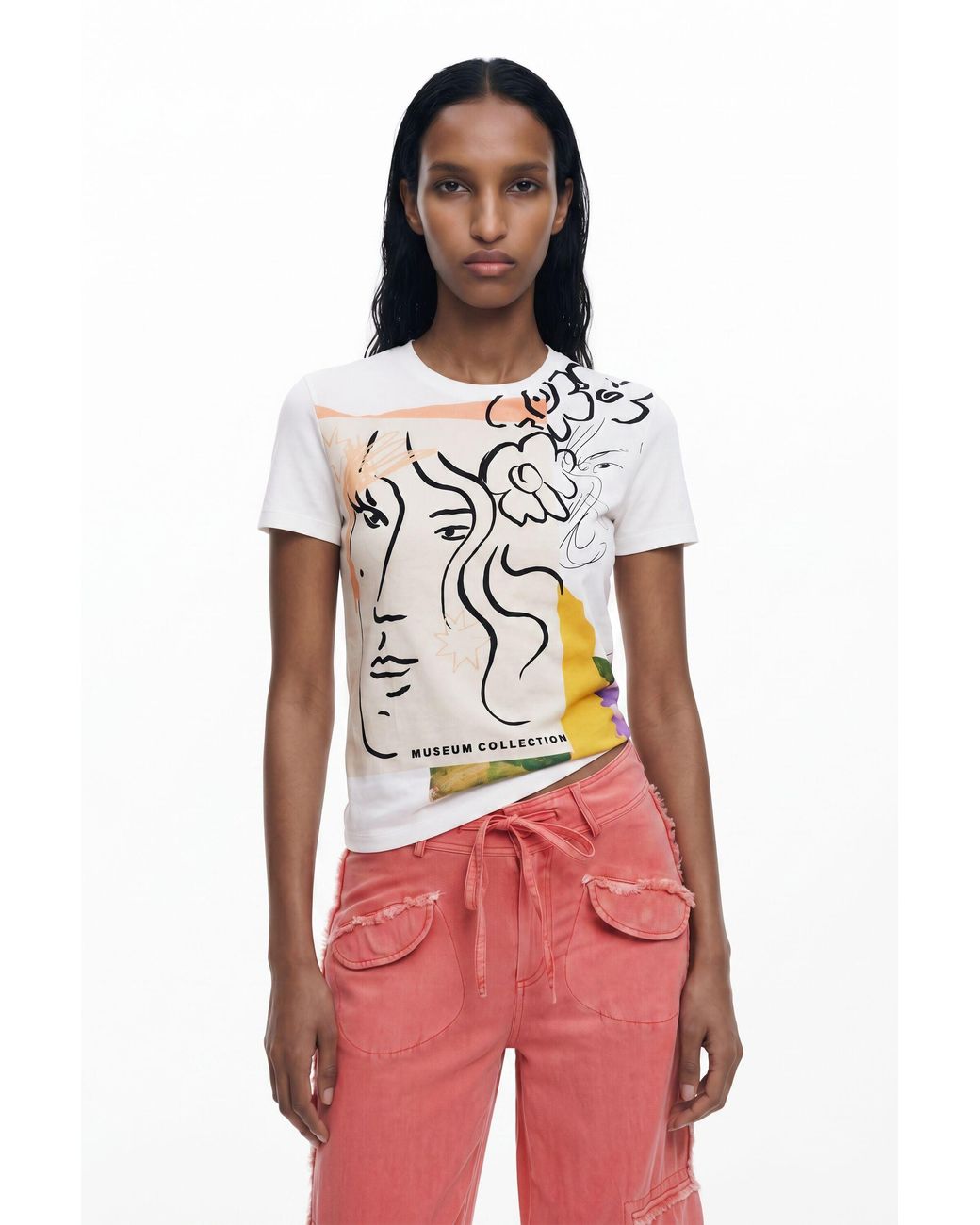 Desigual Red Arty Faces T-Shirt, Cotton