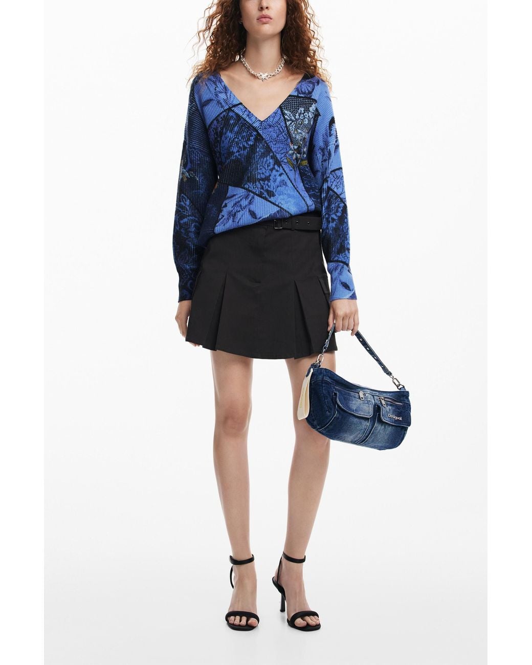 Desigual Blue Arty Print Sweater