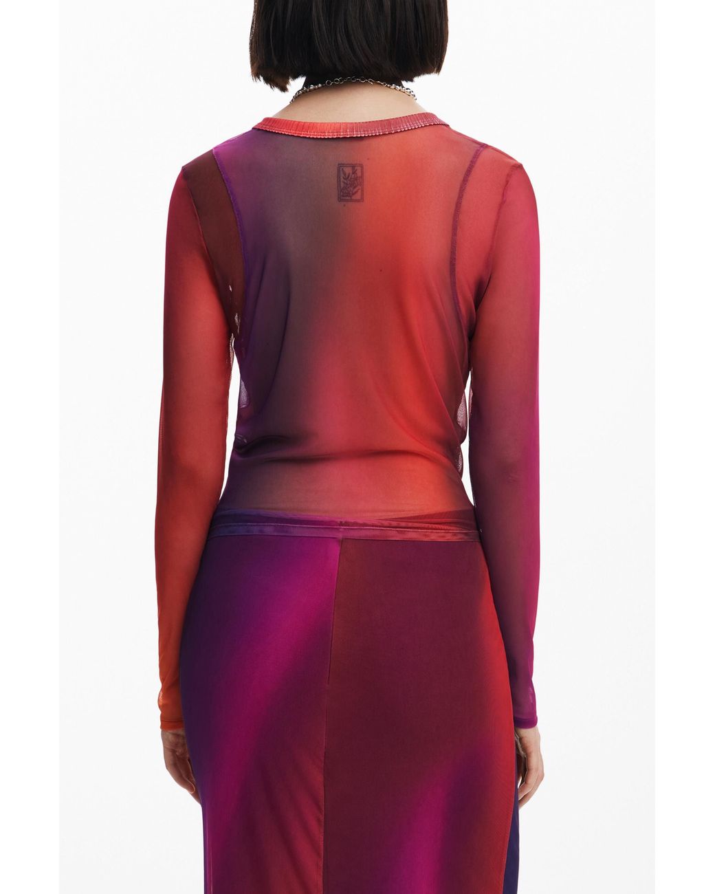 Desigual Red Combined Long-Sleeve T-Shirt, Polyester