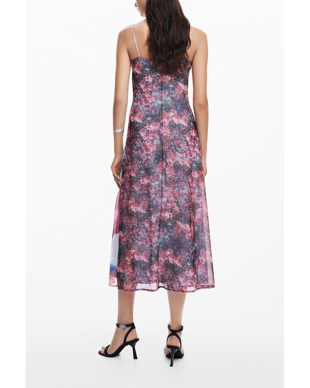 Desigual Red Printed Midi Dress M. Christian Lacroix, Polyester
