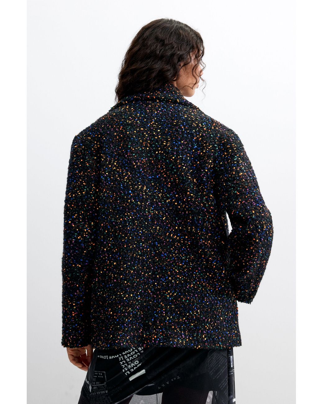 Desigual Black Short Coat Buttons