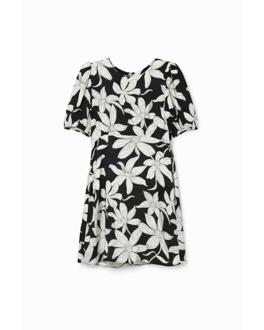 Desigual Black Short Floral Dress, Viscose
