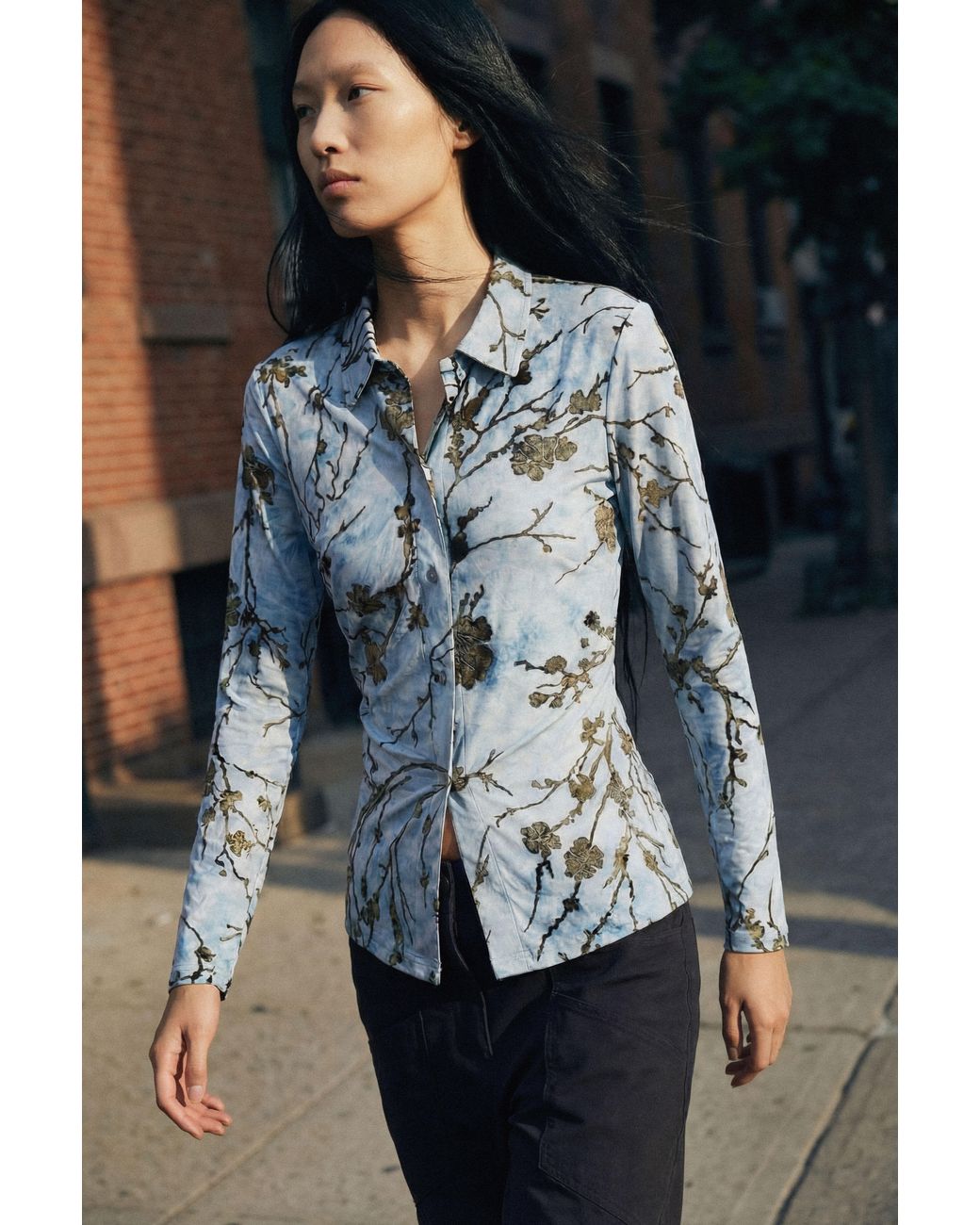 Desigual Blue Flocked Shirt, Polyester