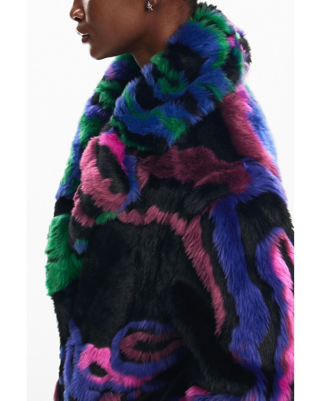 Desigual Blue Fur Coat