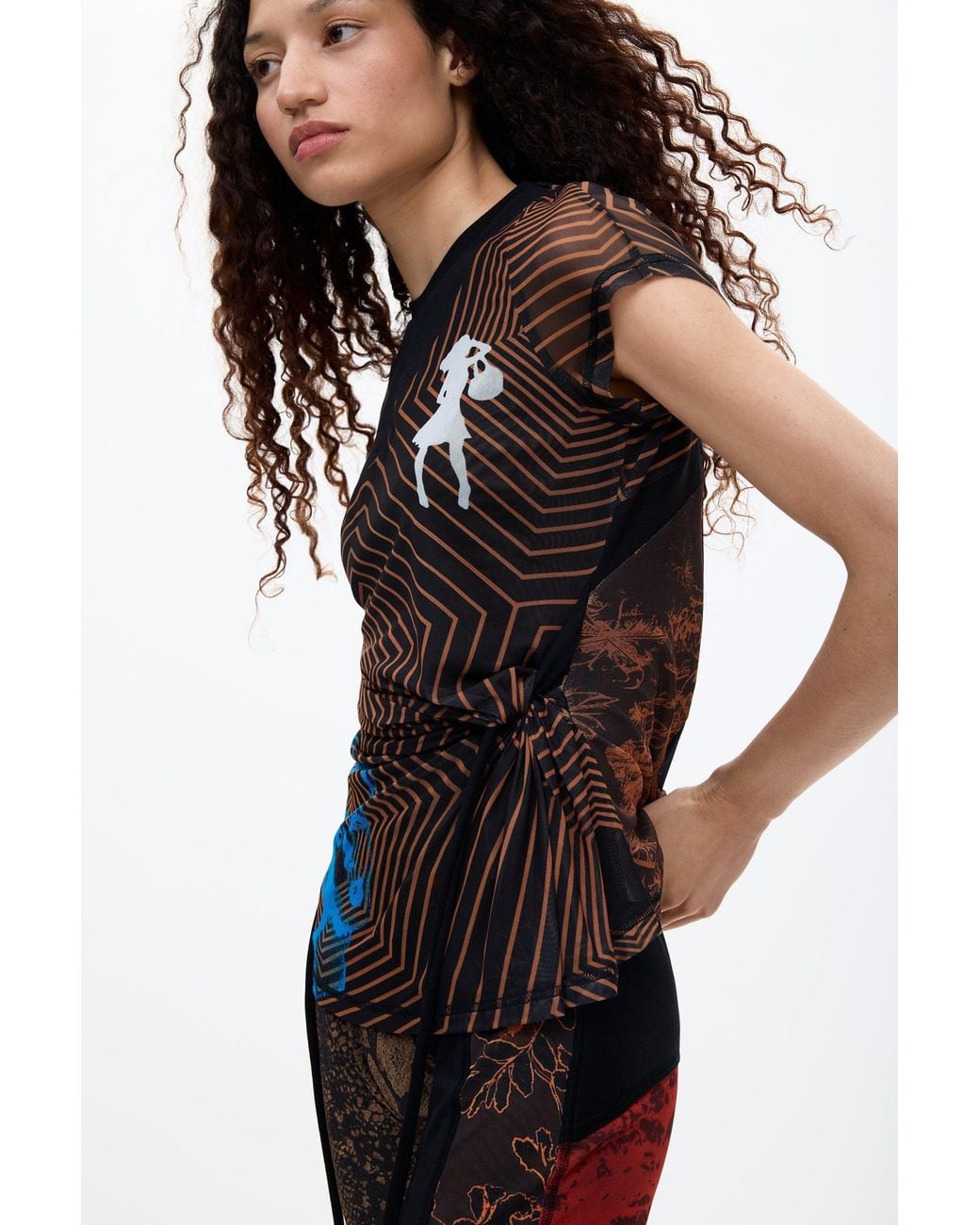 Desigual Blue Printed Tulle T-Shirt Ottolinger