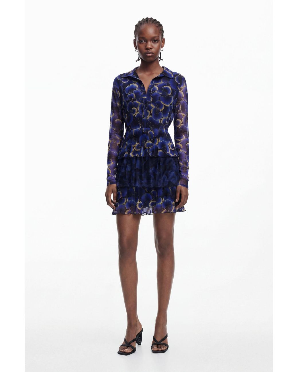 Desigual Blue Dress Designed By Mr. Christian Lacroix, Polyester
