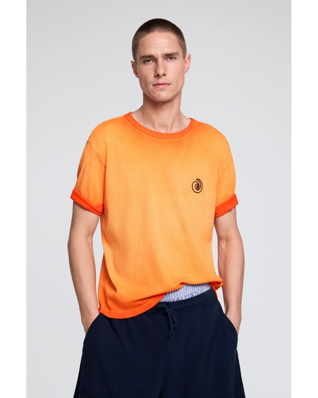 Desigual Orange Gradient Knit T-Shirt, Cotton for men