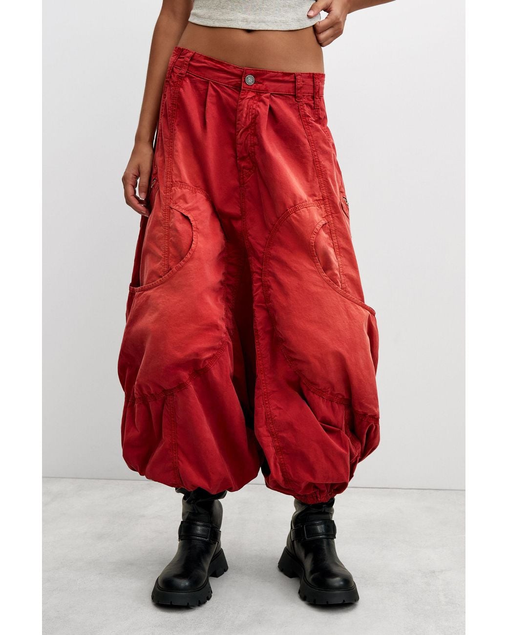 Desigual Red Cotton Baggy Pants, Cotton