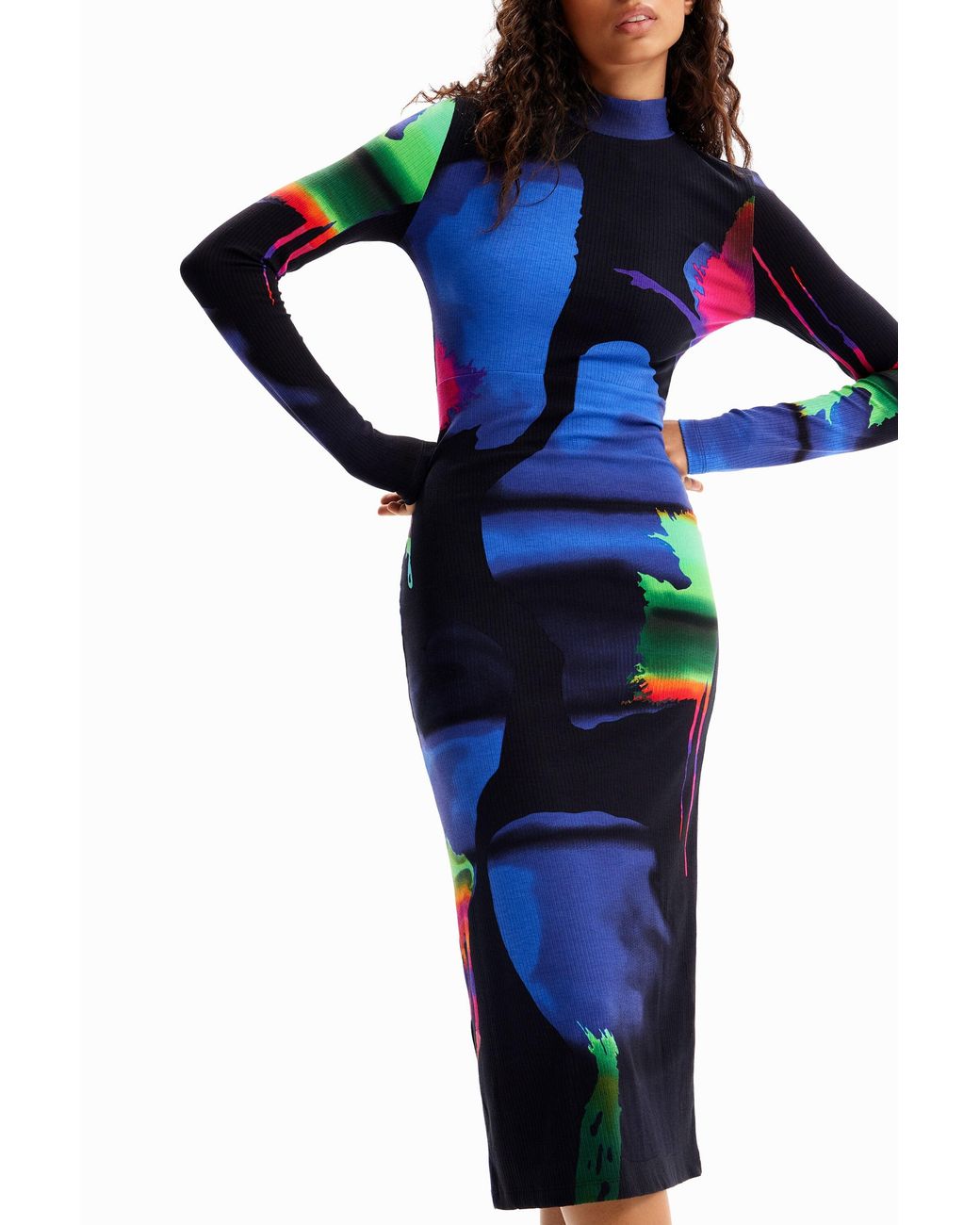 Desigual Blue M. Christian Lacroix Neon Midi Dress, Viscose