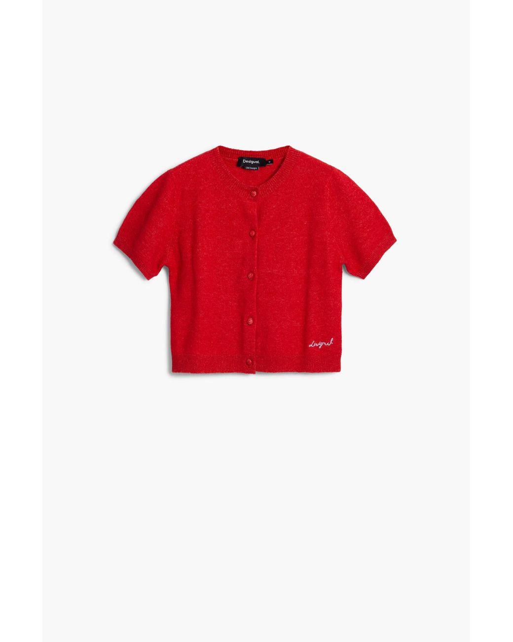Desigual Red Short-Sleeve Button Sweater