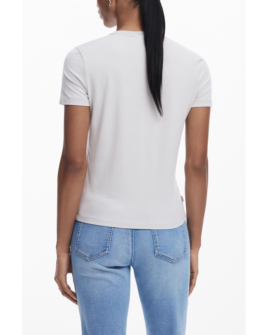 Desigual Blue Plain Text T-Shirt, Cotton