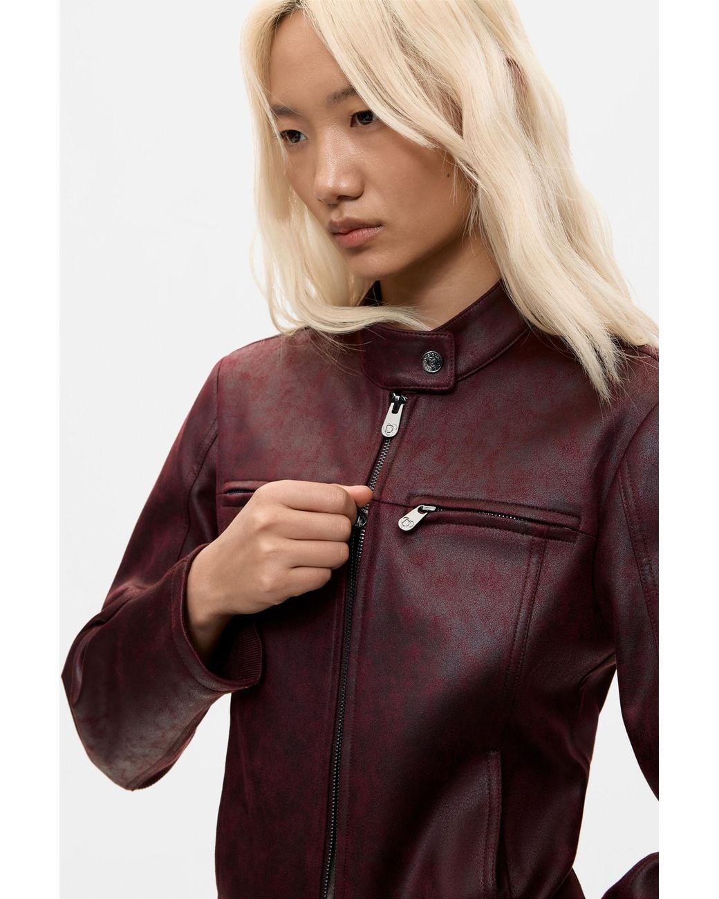 Desigual Red Jacket Leather Effect, Polyester