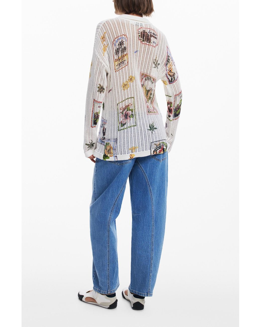 Desigual White Stamp Cardigan