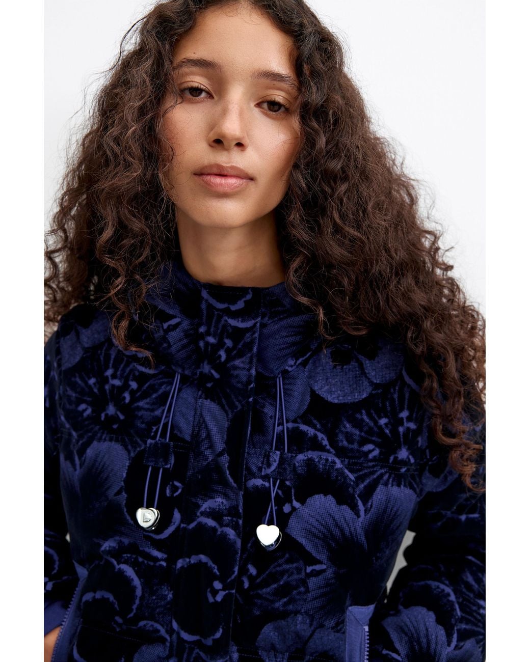 Desigual Blue Short Padded Coat, Polyester