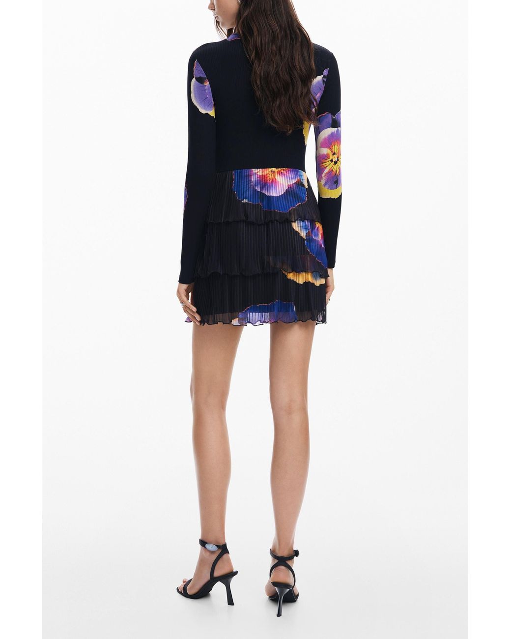 Desigual Black Mini Dress Lilies M. Christian Lacroix