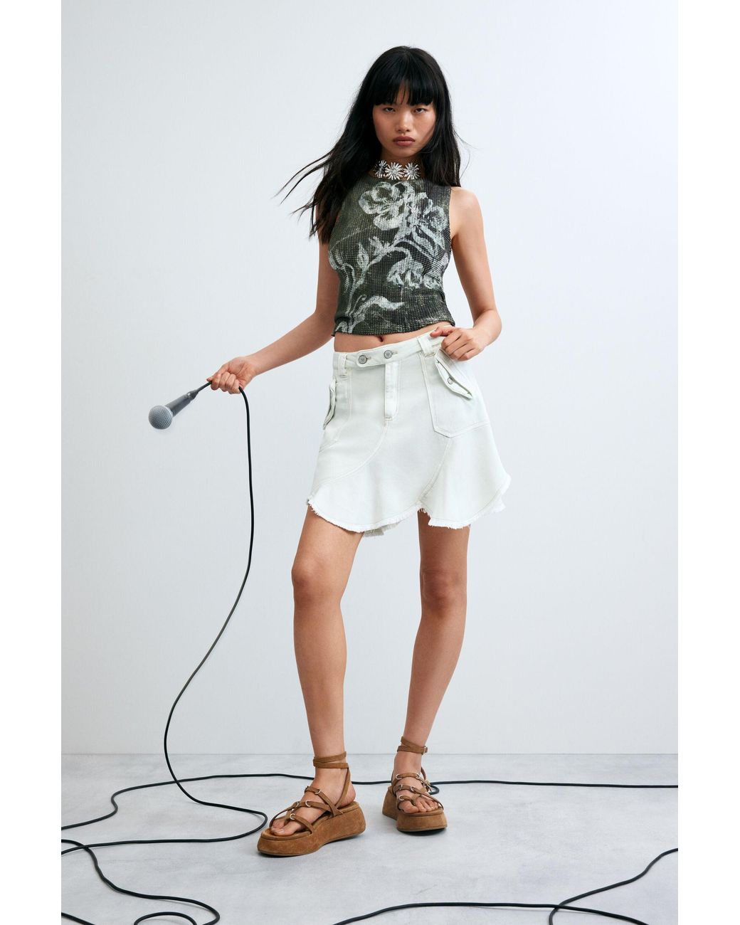 Desigual Black Sleeveless Printed T-Shirt, Polyester