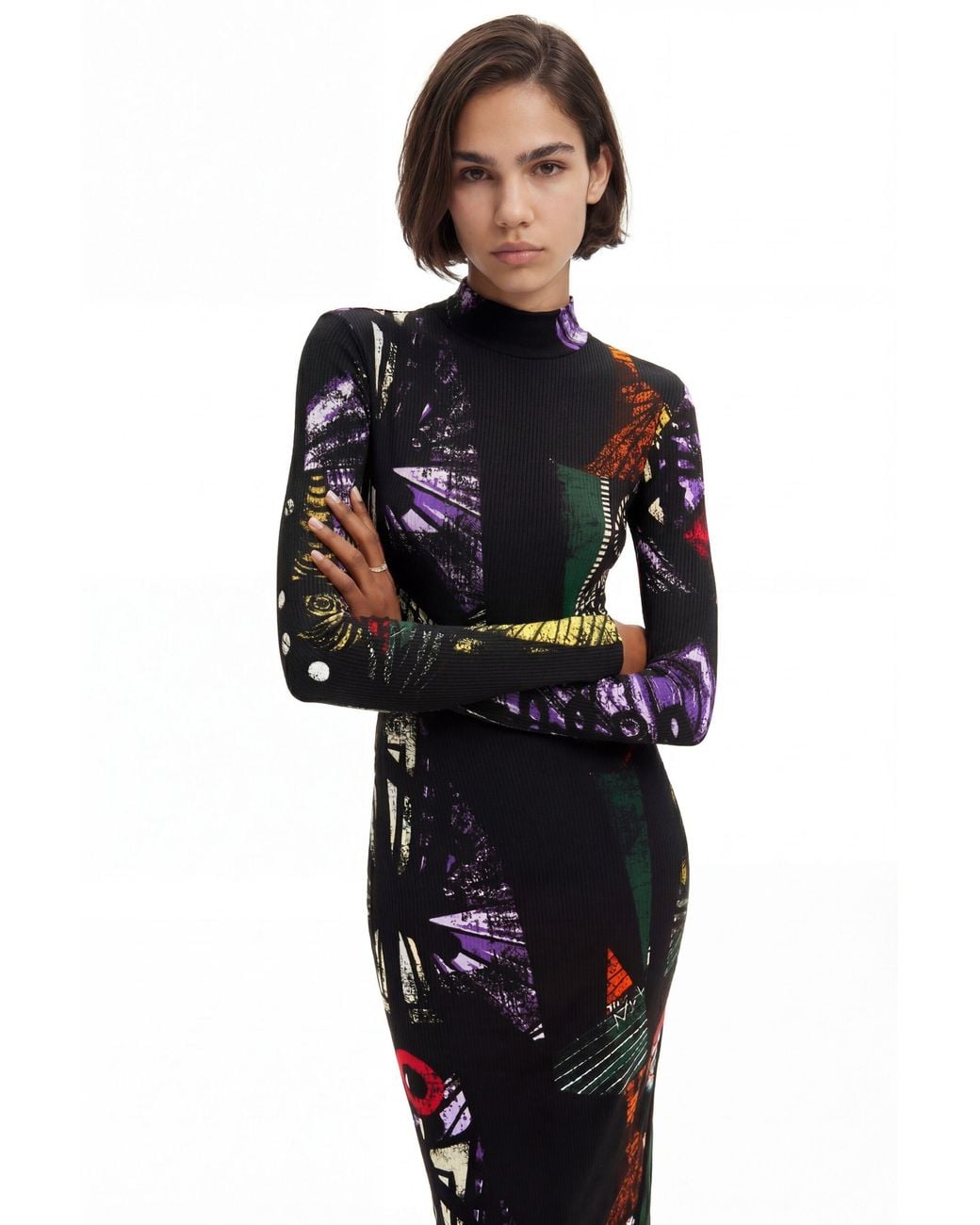 Desigual Black Christian Lacroix Arty Midi Dress, Viscose