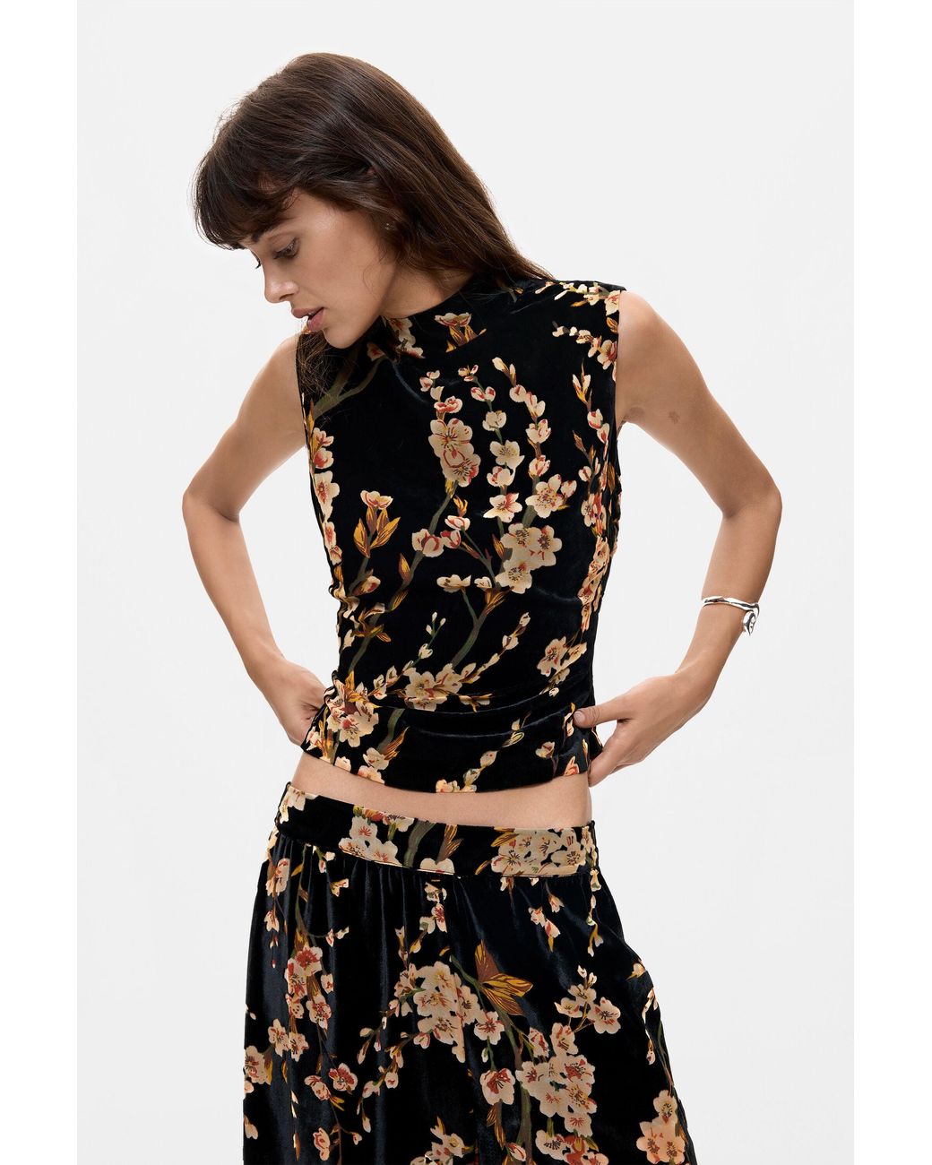 Desigual Black Velvet Floral Top