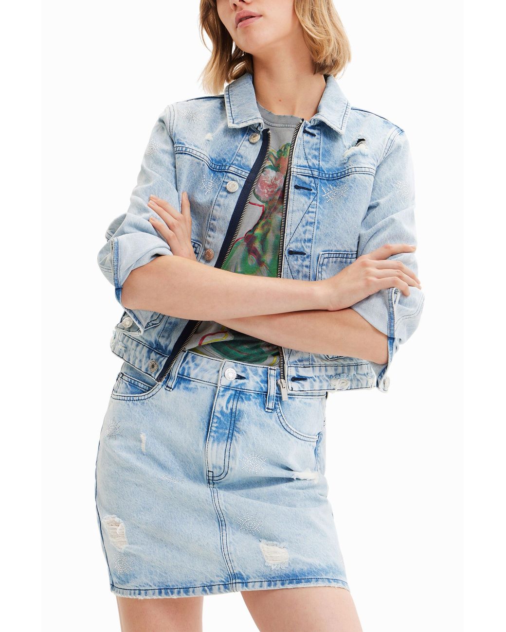 Desigual Blue Eyes Denim Mini Skirt, Cotton